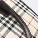 BURBERRY Nova Check Hand Bag Canvas Beige Silver Auth 206837A-9