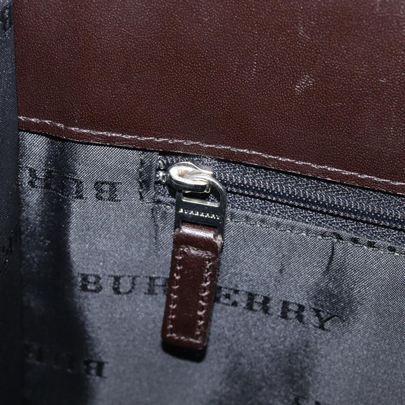 BURBERRY Nova Check Hand Bag Canvas Beige Silver Auth 206837A