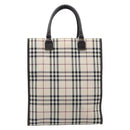 BURBERRY Nova Check Hand Bag Canvas Beige Silver Auth 206837A-2