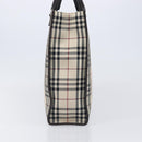 BURBERRY Nova Check Hand Bag Canvas Beige Silver Auth 206837A-4