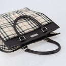 BURBERRY Nova Check Hand Bag Canvas Beige Silver Auth 206837A-6