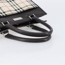 BURBERRY Nova Check Hand Bag Canvas Beige Silver Auth 206837A-7