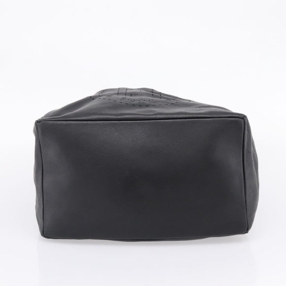 FENDI Hand Bag Leather Black Gold Auth 206838