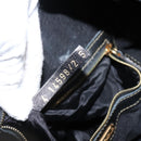FENDI Hand Bag Leather Black Gold Auth 206838-22
