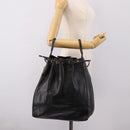 FENDI Hand Bag Leather Black Gold Auth 206838-23