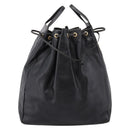 FENDI Hand Bag Leather Black Gold Auth 206838-3