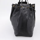 FENDI Hand Bag Leather Black Gold Auth 206838-5