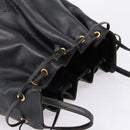 FENDI Hand Bag Leather Black Gold Auth 206838-6