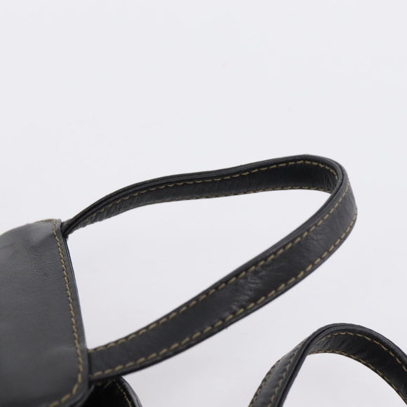 FENDI Hand Bag Leather Black Gold Auth 206838