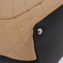 CHANEL Cambon Line Matelasse Tote Bag Leather Beige Silver CC Auth 206839V-16