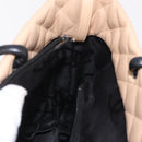 CHANEL Cambon Line Matelasse Tote Bag Leather Beige Silver CC Auth 206839V-20