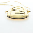 FENDI Shoulder Pouch Leather Gold Auth 206841M-5