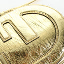 FENDI Shoulder Pouch Leather Gold Auth 206841M-9