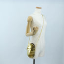 FENDI Shoulder Pouch Leather Gold Auth 206841M-25