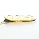 FENDI Shoulder Pouch Leather Gold Auth 206841M-3