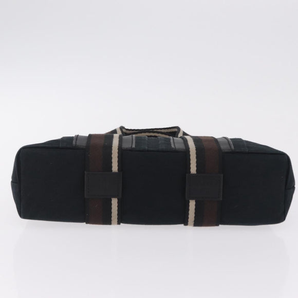 HERMES Toroca Horizontal PM Hand Bag Canvas Black Auth 206842A