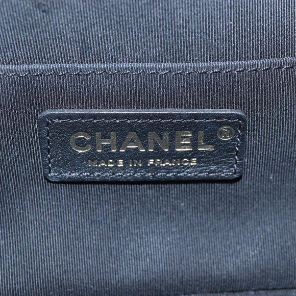 CHANEL Matelasse Vanity Chain Bag Leather 2way White Gold CC Auth 206845A