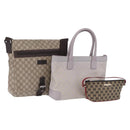 GUCCI GG Supreme GG Canvas Shoulder Bag 3 Set Beige Purple Auth 206847-1