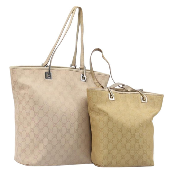 GUCCI GG Canvas Shoulder Bag 2 Set Beige Auth 206848