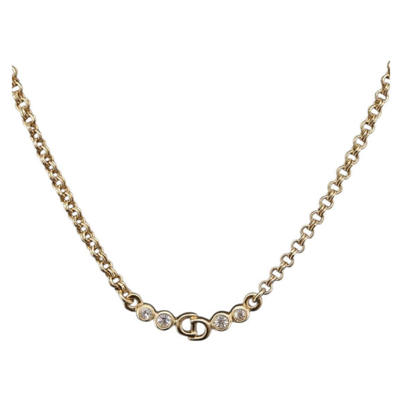 Christian Dior Necklace Metal Gold Tone Auth 206850
