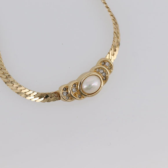 Christian Dior Brooch Necklace Metal 3 Set Gold Tone Auth 206852