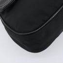 PRADA Shoulder Bag Leather Nylon Black Silver Auth 206861V-17