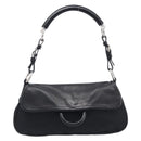 PRADA Shoulder Bag Leather Nylon Black Silver Auth 206861V-13