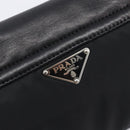 PRADA Shoulder Bag Leather Nylon Black Silver Auth 206861V-20