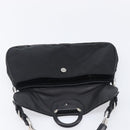 PRADA Shoulder Bag Leather Nylon Black Silver Auth 206861V-22
