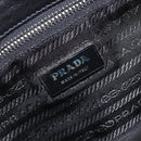 PRADA Shoulder Bag Leather Nylon Black Silver Auth 206861V-23