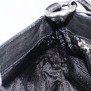 PRADA Shoulder Bag Leather Nylon Black Silver Auth 206861V-25