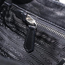 PRADA Shoulder Bag Leather Nylon Black Silver Auth 206861V-26