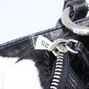 PRADA Shoulder Bag Leather Nylon Black Silver Auth 206861V-9