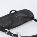 PRADA Shoulder Bag Leather Nylon Black Silver Auth 206861V-14