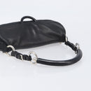PRADA Shoulder Bag Leather Nylon Black Silver Auth 206861V-6