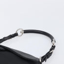 PRADA Shoulder Bag Leather Nylon Black Silver Auth 206861V-15