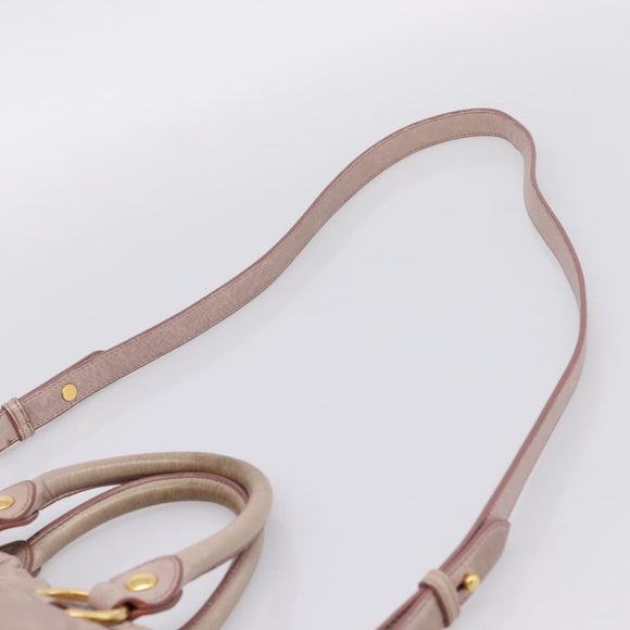 Miu Miu Hand Bag Vitellolux 2way Pink Gold Auth 206863A