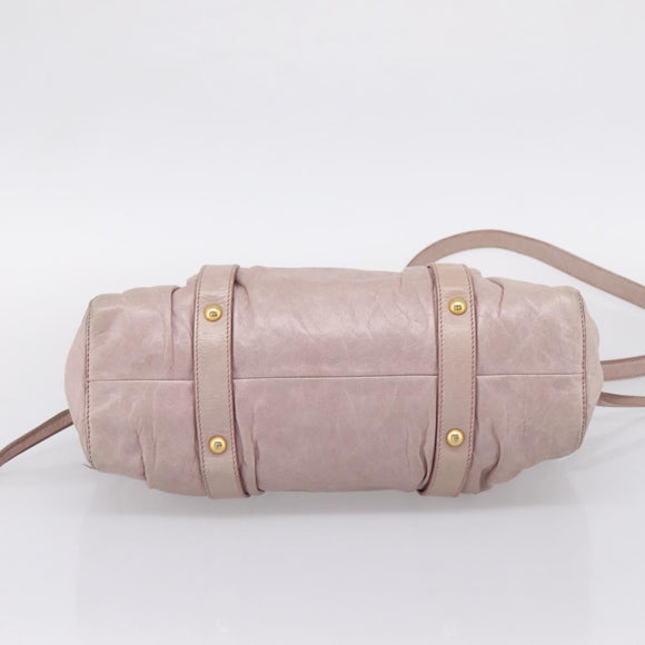Miu Miu Hand Bag Vitellolux 2way Pink Gold Auth 206863A