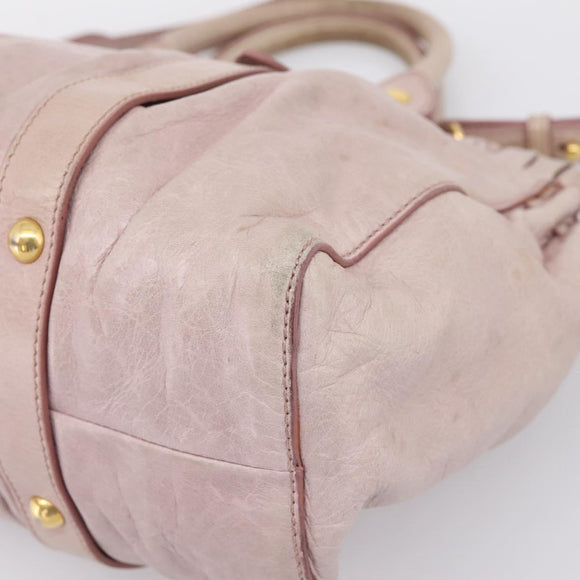 Miu Miu Hand Bag Vitellolux 2way Pink Gold Auth 206863A