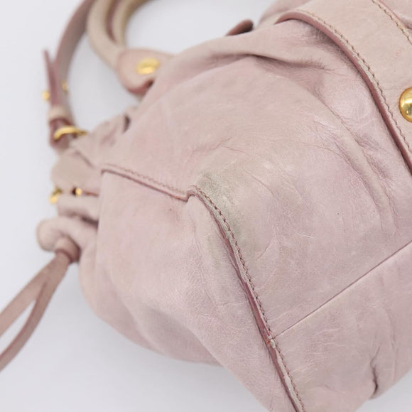 Miu Miu Hand Bag Vitellolux 2way Pink Gold Auth 206863A
