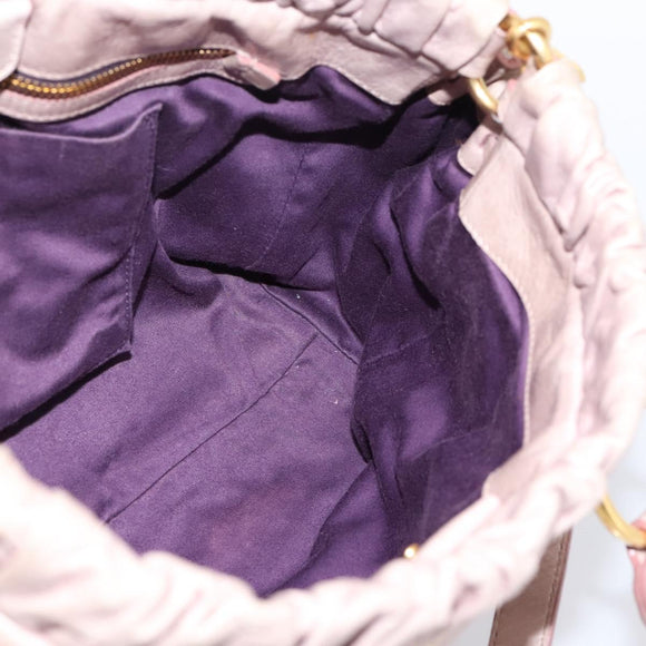 Miu Miu Hand Bag Vitellolux 2way Pink Gold Auth 206863A