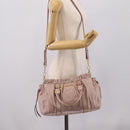 Miu Miu Hand Bag Vitellolux 2way Pink Gold Auth 206863A-24