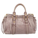 Miu Miu Hand Bag Vitellolux 2way Pink Gold Auth 206863A-3
