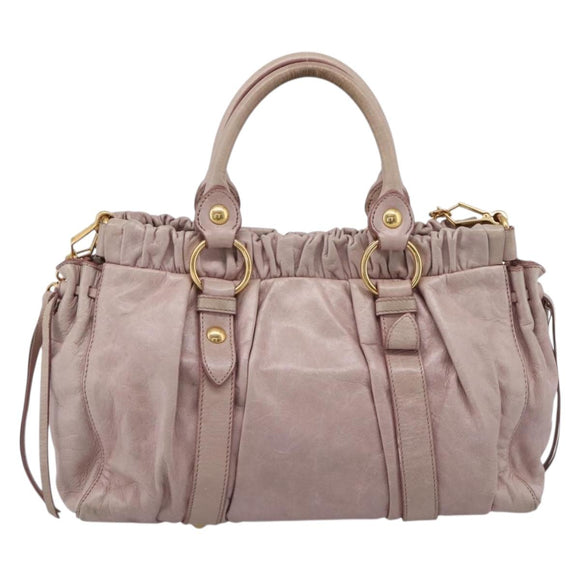 Miu Miu Hand Bag Vitellolux 2way Pink Gold Auth 206863A
