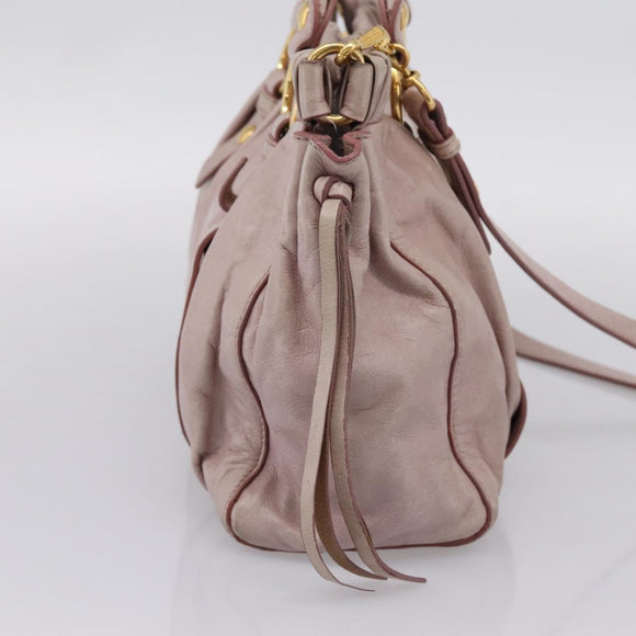 Miu Miu Hand Bag Vitellolux 2way Pink Gold Auth 206863A