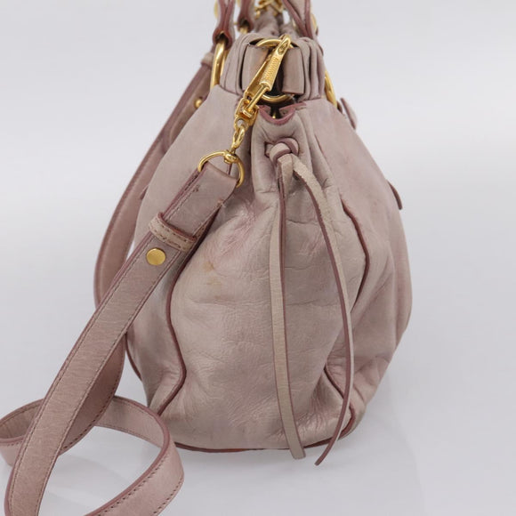 Miu Miu Hand Bag Vitellolux 2way Pink Gold Auth 206863A