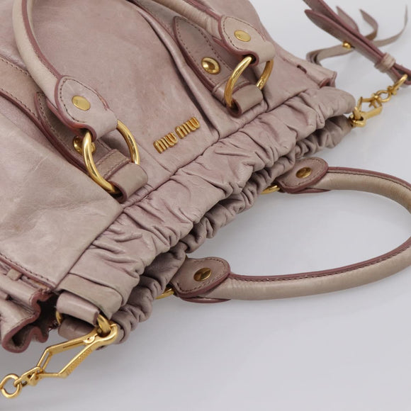 Miu Miu Hand Bag Vitellolux 2way Pink Gold Auth 206863A