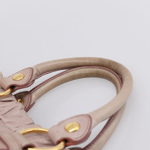 Miu Miu Hand Bag Vitellolux 2way Pink Gold Auth 206863A