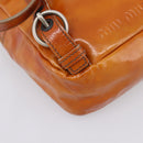 Miu Miu Backpack Patent Leather Brown Silver Auth 206864-15