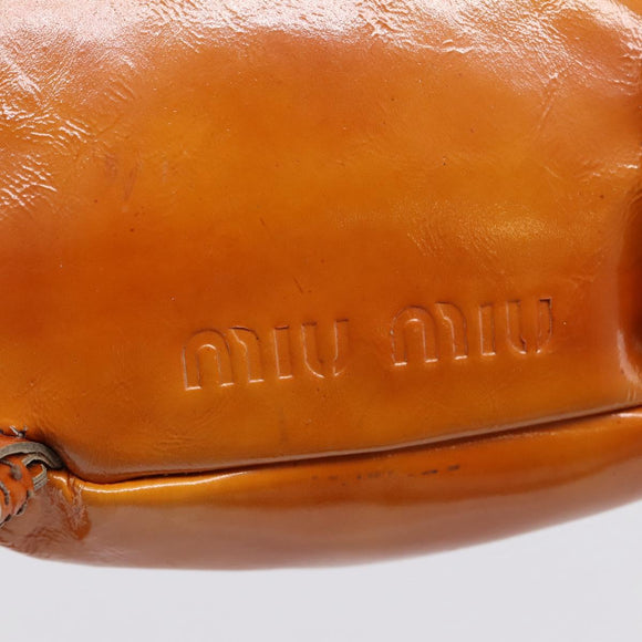 Miu Miu Backpack Patent Leather Brown Silver Auth 206864